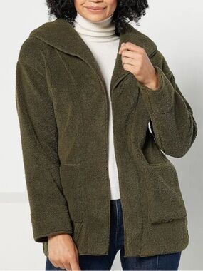 New Koolaburra by UGG Sherpa Fleece Collar Cardigan Open Front | Olive | M